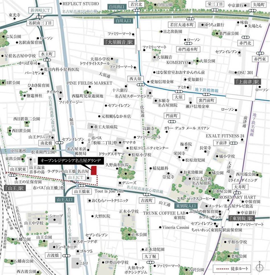 オープンレジデンシア名古屋グランデの現地案内図
