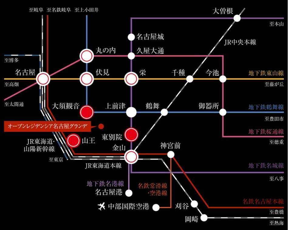 オープンレジデンシア名古屋グランデの交通アクセス図