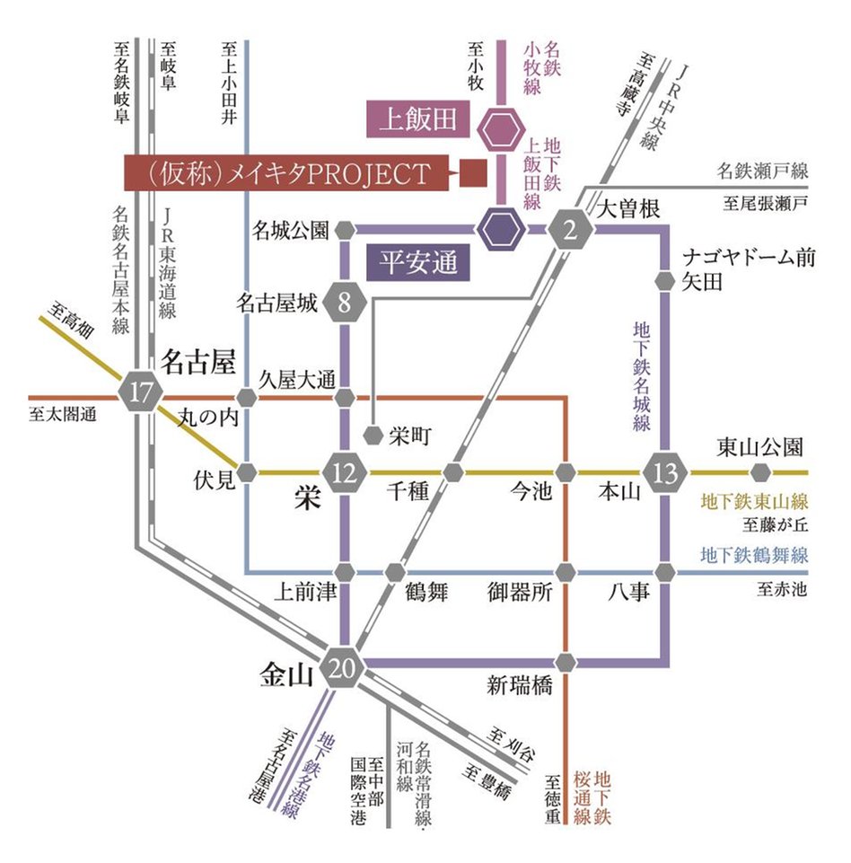 （仮称）メイキタPROJECTの交通アクセス図