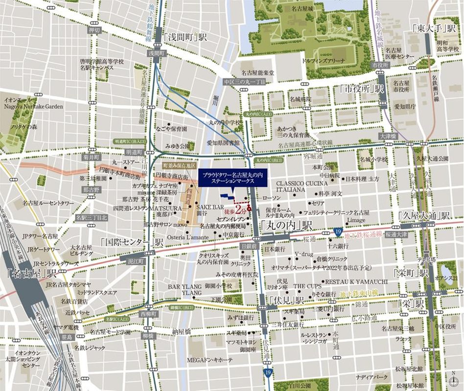 プラウドタワー名古屋丸の内ステーションマークスの現地案内図