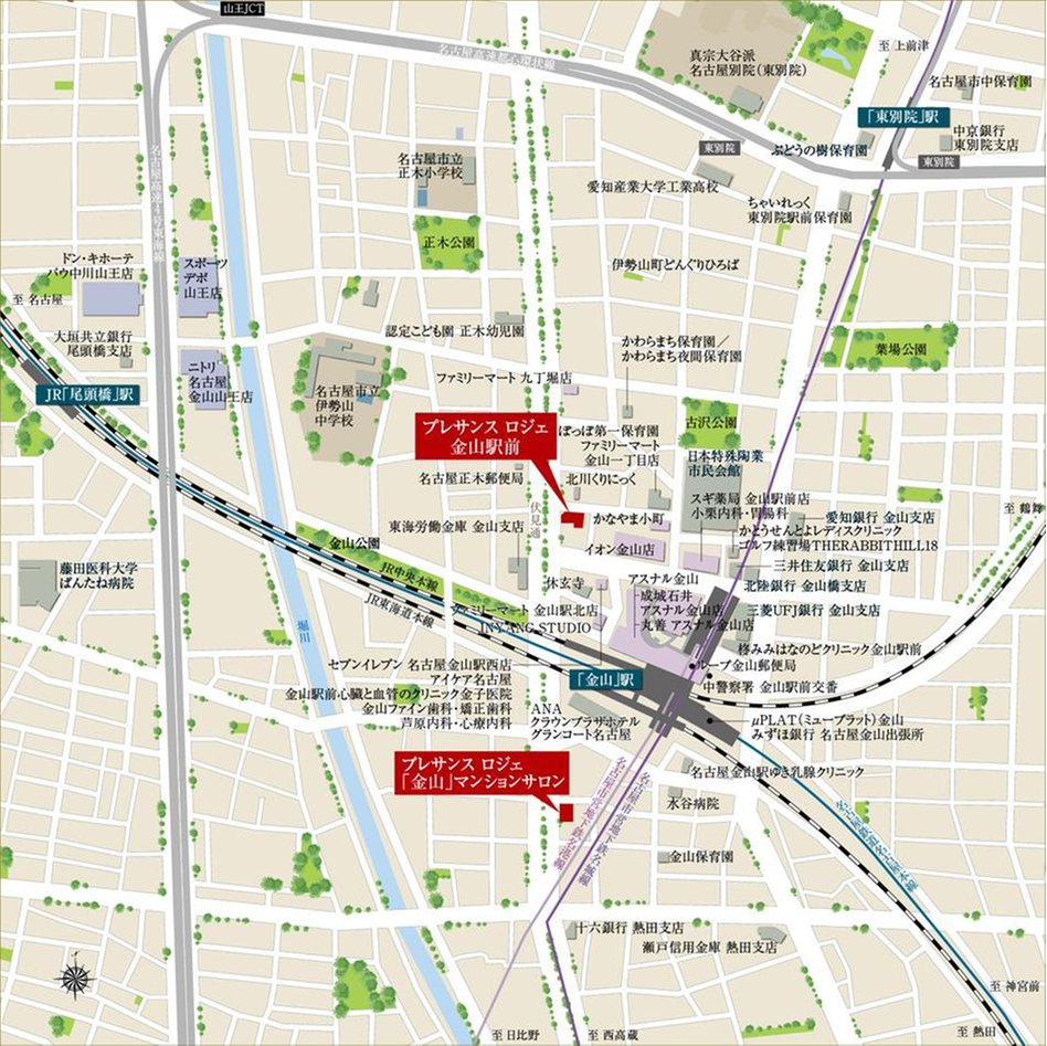 プレサンス ロジェ 金山駅前の現地案内図