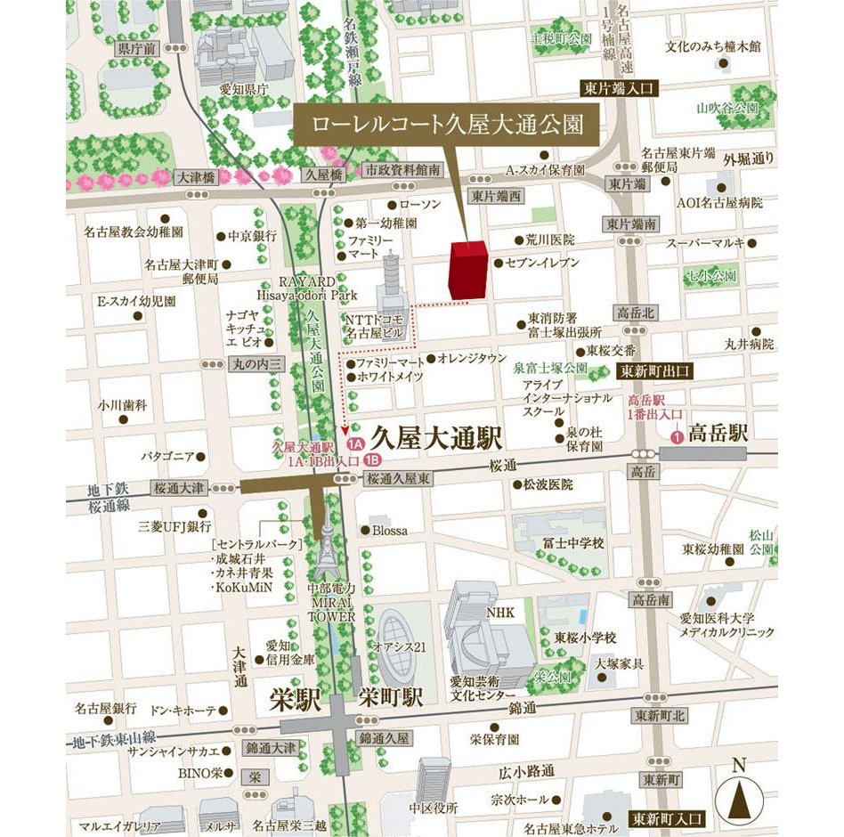 ローレルコート久屋大通公園の現地案内図