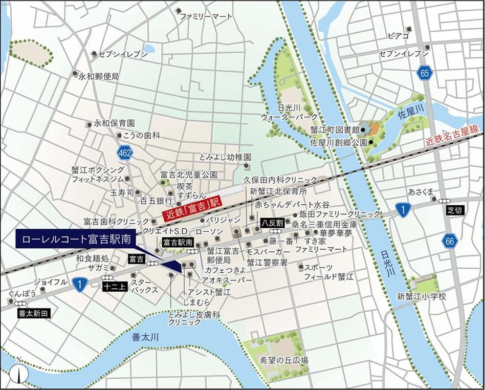 ローレルコート富吉駅南の現地案内図