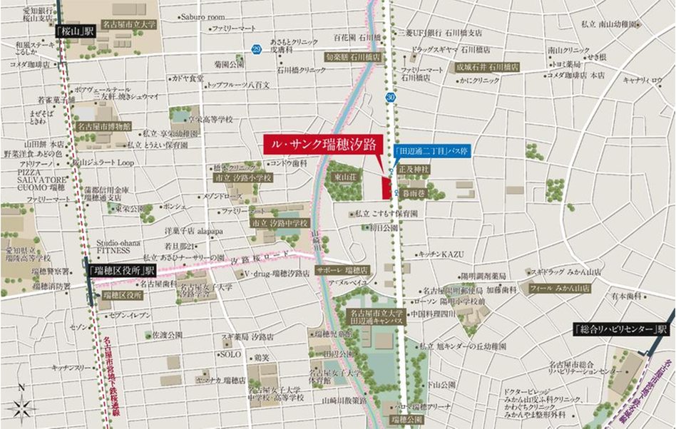 ル・サンク瑞穂汐路の現地案内図