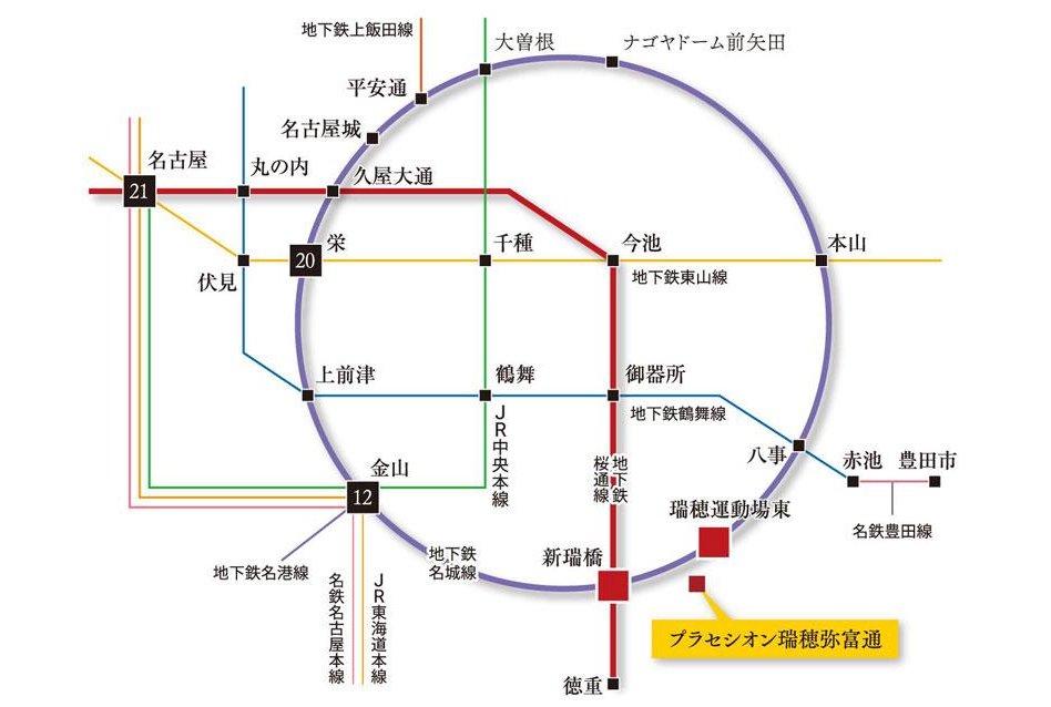 プラセシオン瑞穂弥富通の交通アクセス図