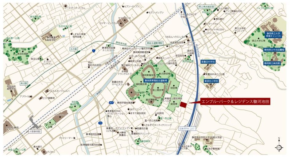 エンブル・パーク＆レジデンス駿河池田の現地案内図