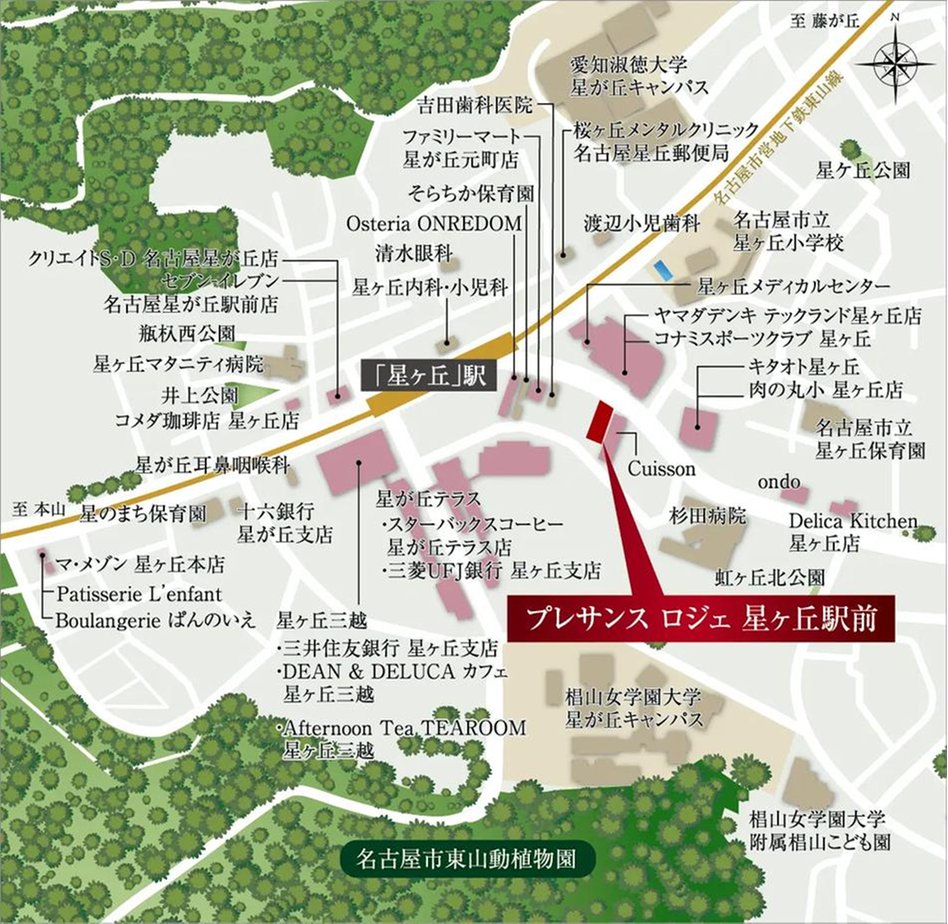 プレサンス ロジェ 星ヶ丘駅前の現地案内図