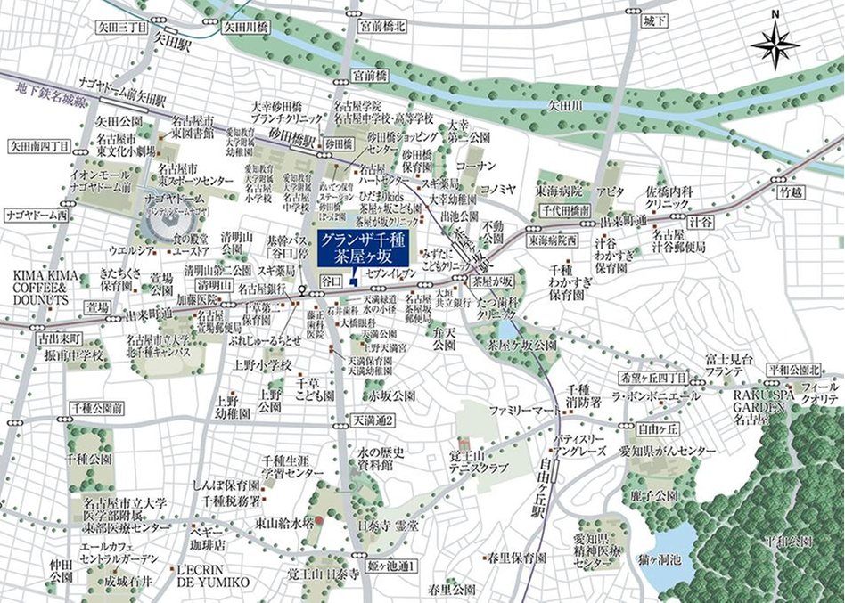 グランザ千種茶屋ヶ坂の現地案内図