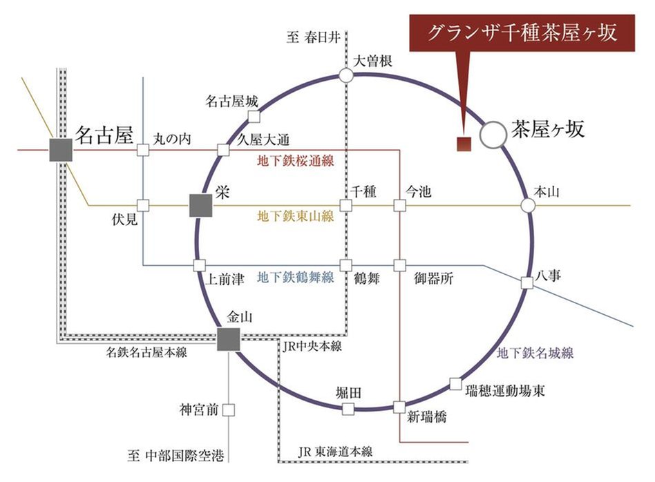 グランザ千種茶屋ヶ坂の交通アクセス図