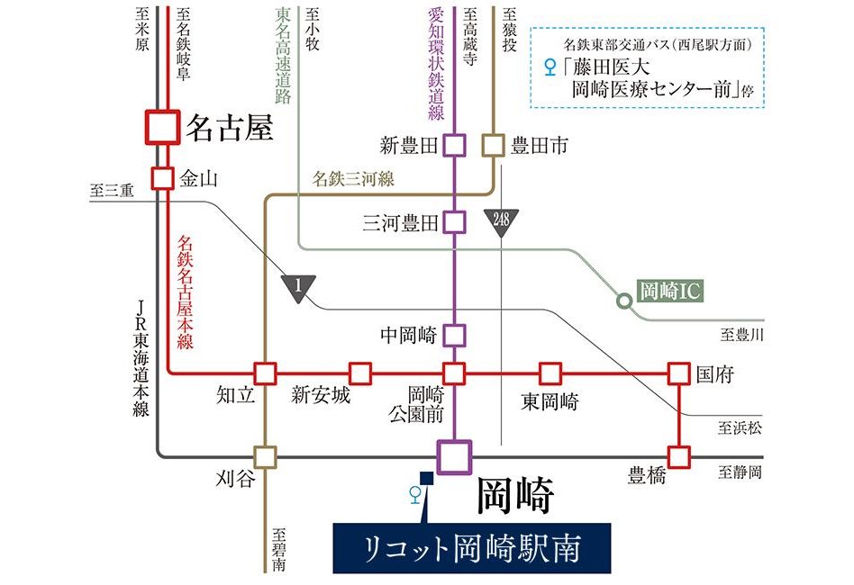 リコット岡崎駅南の交通アクセス図