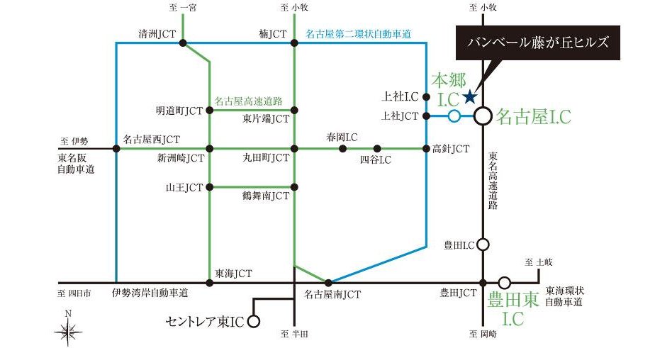 バンベール藤が丘ヒルズの交通アクセス図