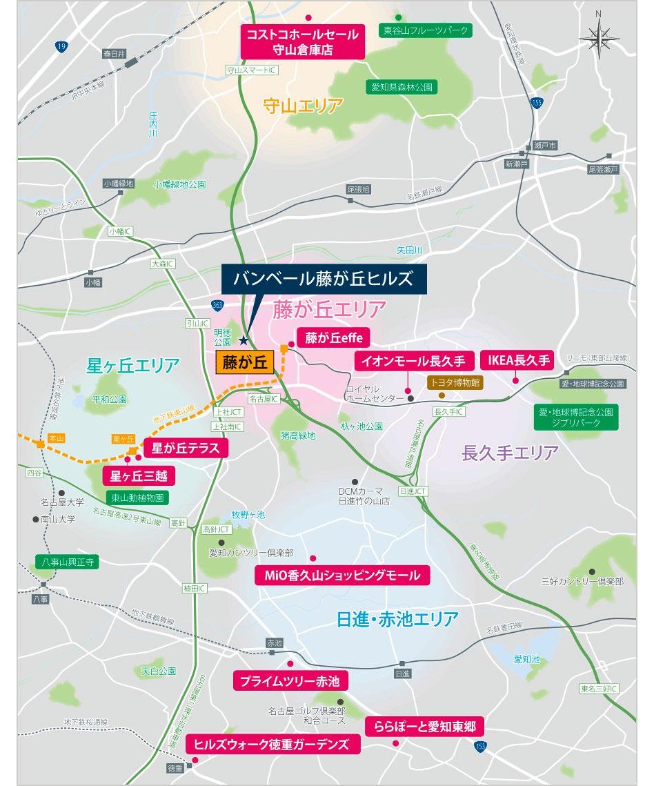 バンベール藤が丘ヒルズの現地案内図