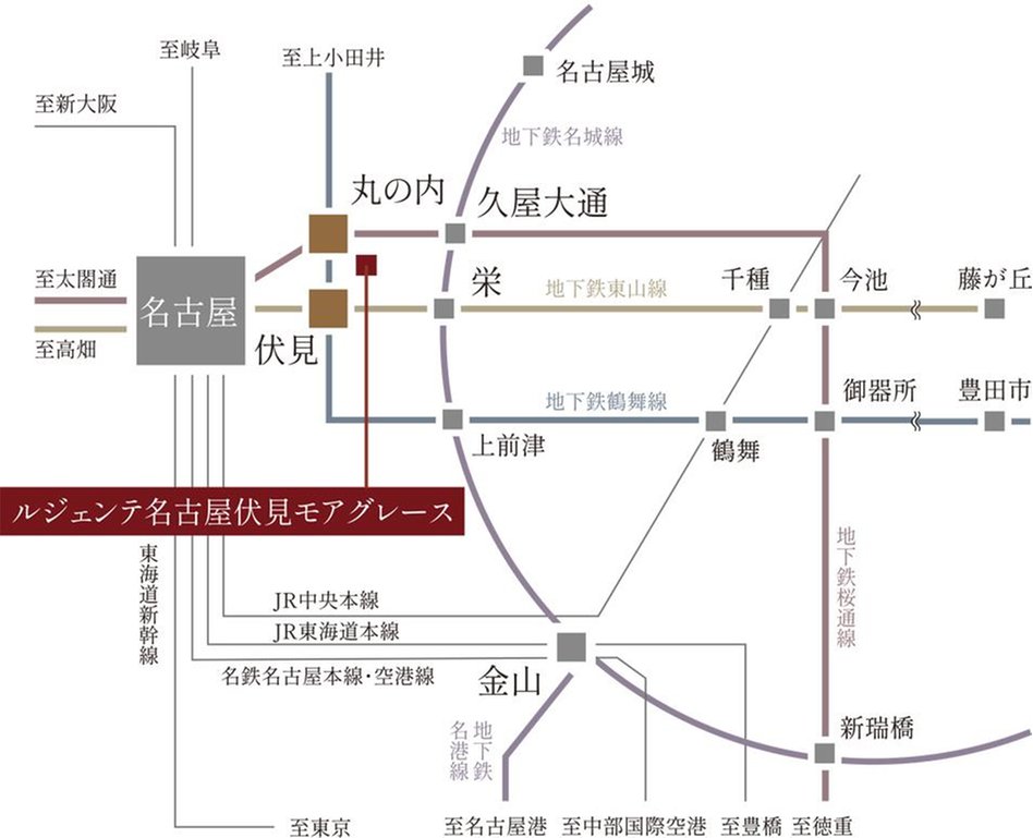 ルジェンテ名古屋伏見モアグレースの交通アクセス図