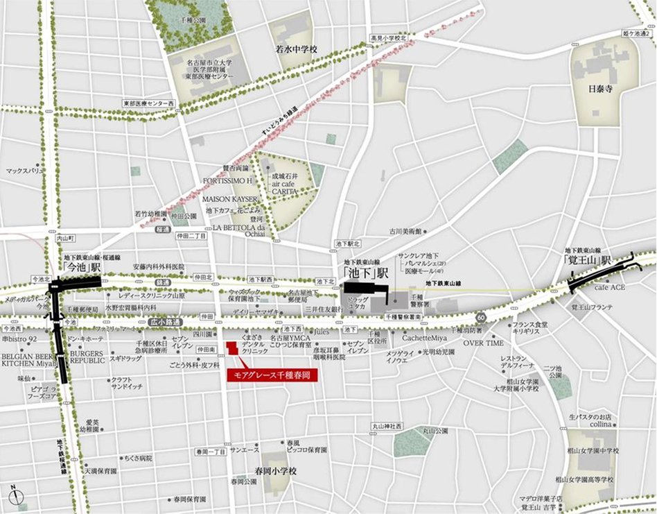 モアグレース千種春岡の現地案内図