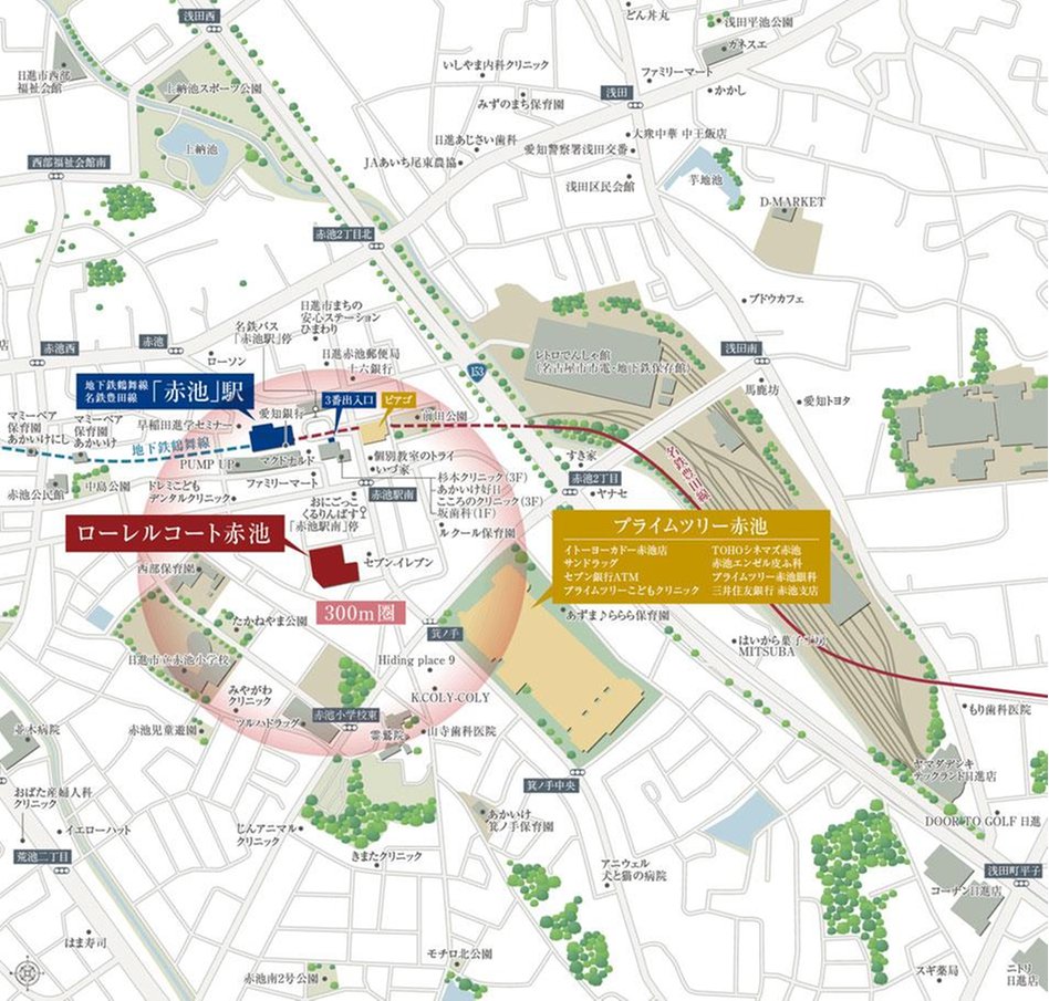 ローレルコート赤池の現地案内図