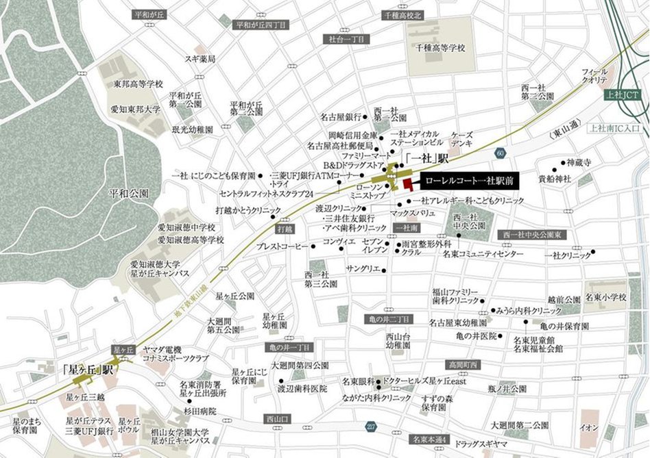 ローレルコート一社駅前の現地案内図