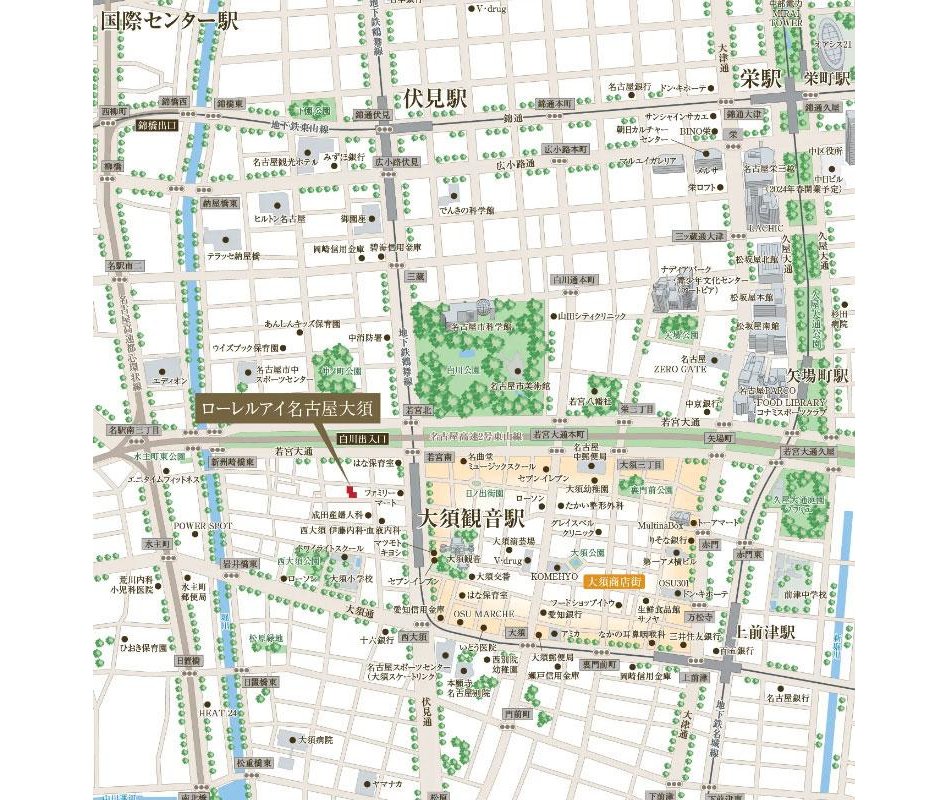 ローレルアイ名古屋大須の現地案内図
