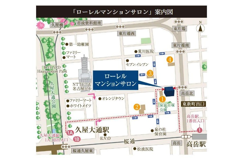 ローレルアイ名古屋大須の現地案内図