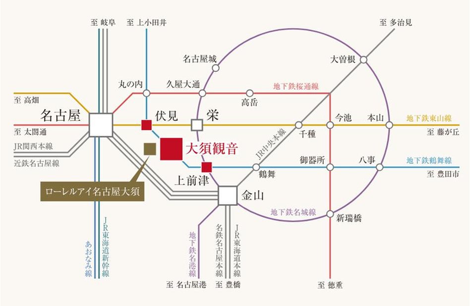 ローレルアイ名古屋大須の交通アクセス図