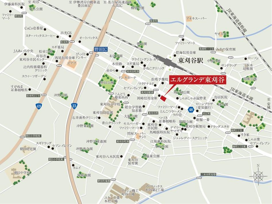 エルグランデ東刈谷の現地案内図