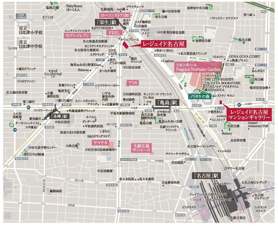 レ・ジェイド名古屋の現地案内図