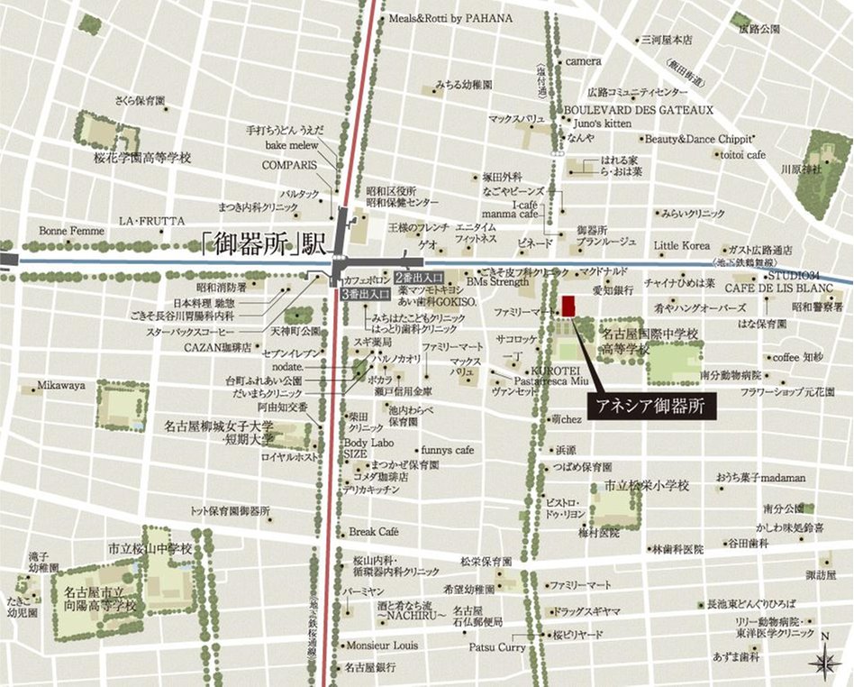 アネシア御器所の現地案内図
