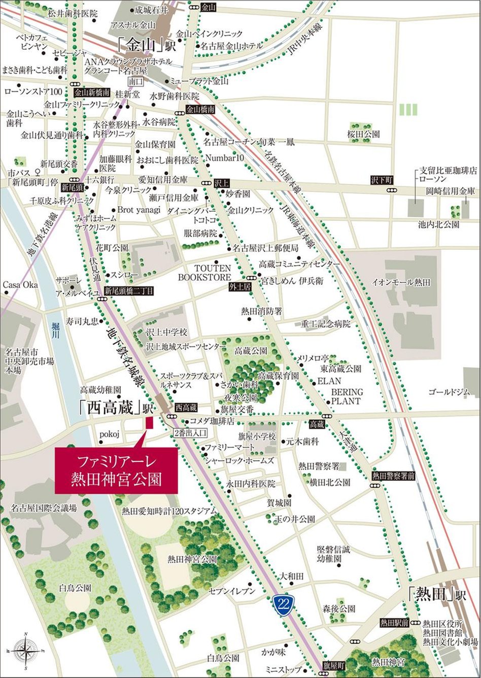 ファミリアーレ熱田神宮公園の交通アクセス図