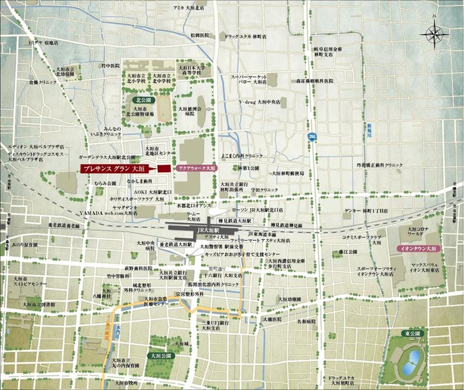 プレサンス グラン 大垣の現地案内図