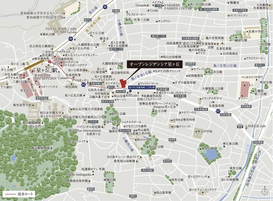 オープンレジデンシア星ヶ丘の現地案内図