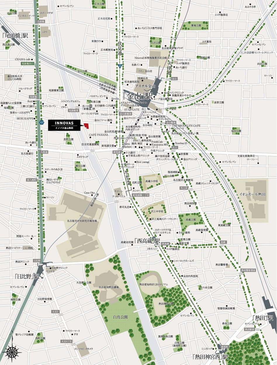 イノバス金山熱田の現地案内図