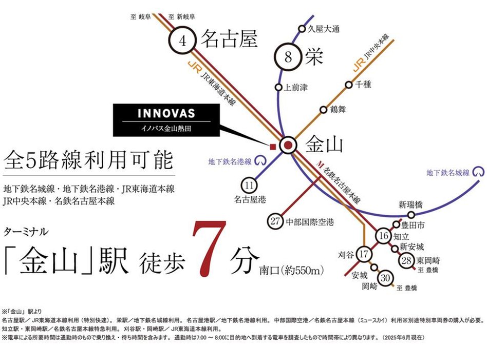 イノバス金山熱田の交通アクセス図