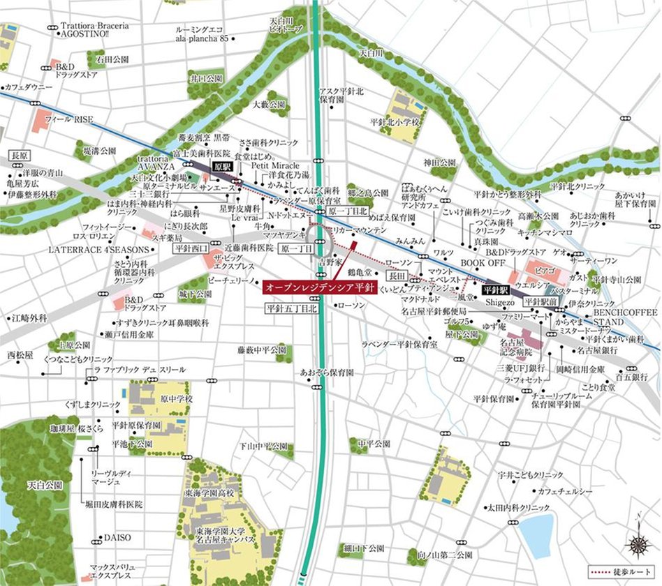 オープンレジデンシア平針の現地案内図