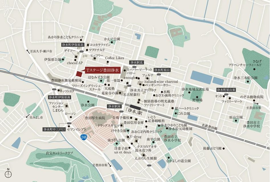 Tステージ豊田浄水の現地案内図