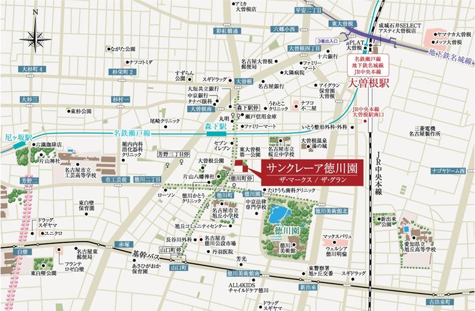 サンクレーア徳川園ザ・マークスの現地案内図