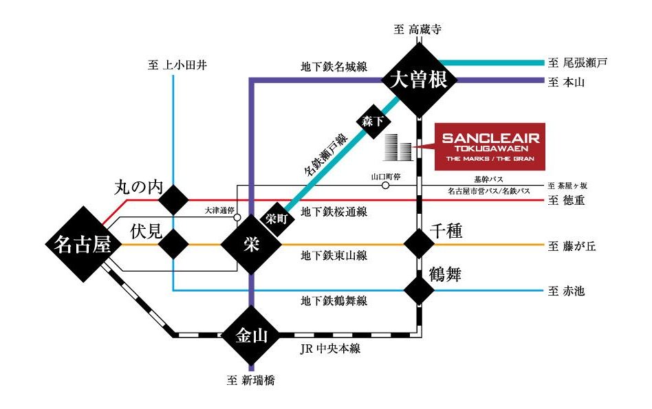 サンクレーア徳川園ザ・マークスの交通アクセス図