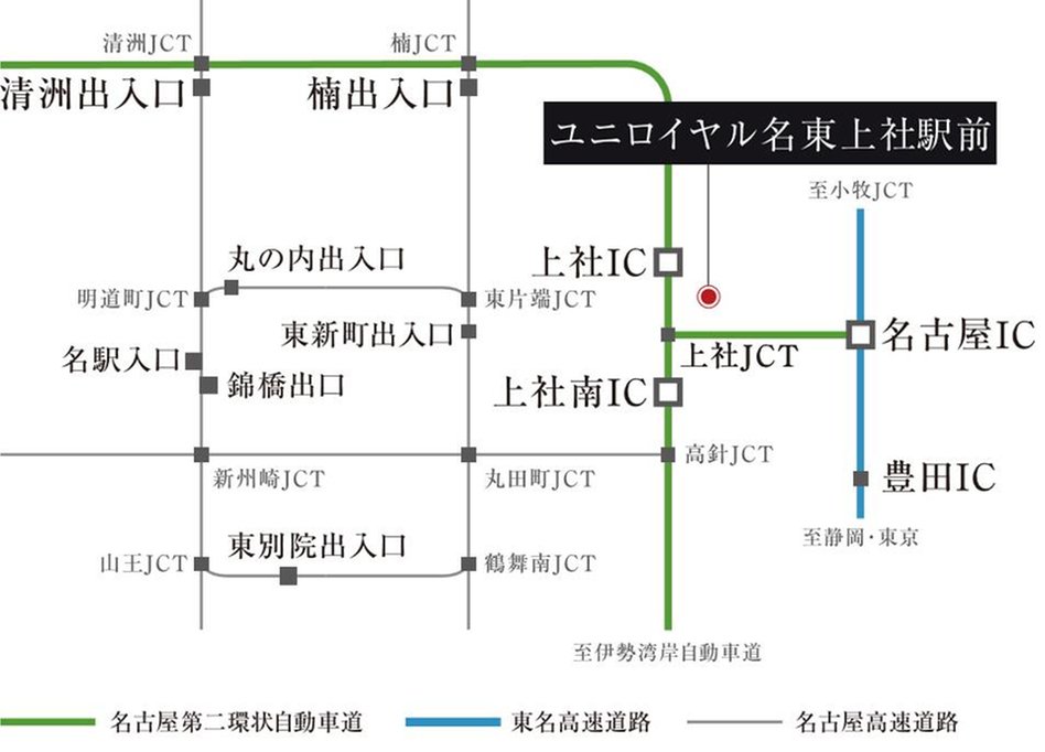 ユニロイヤル名東上社駅前の交通アクセス図