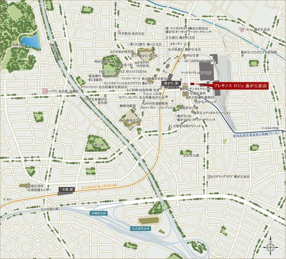 プレサンス ロジェ 藤が丘駅前の現地案内図