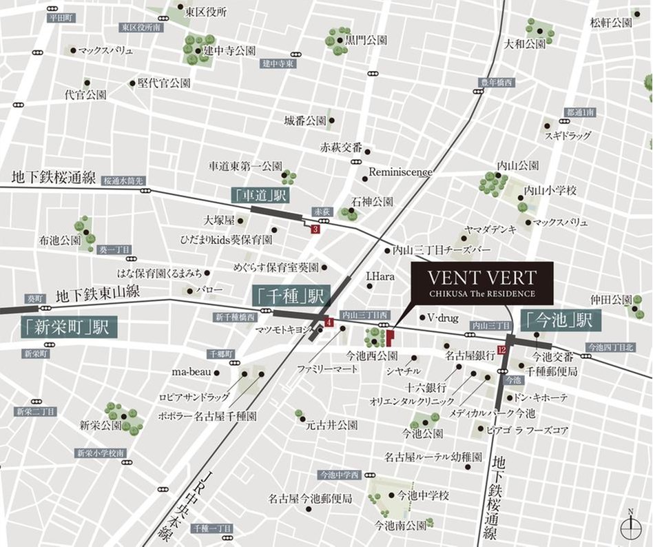バンベール千種ザ・レジデンスの現地案内図