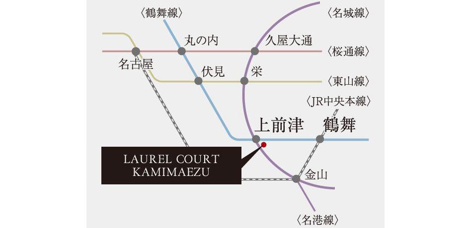 ローレルコート上前津の交通アクセス図