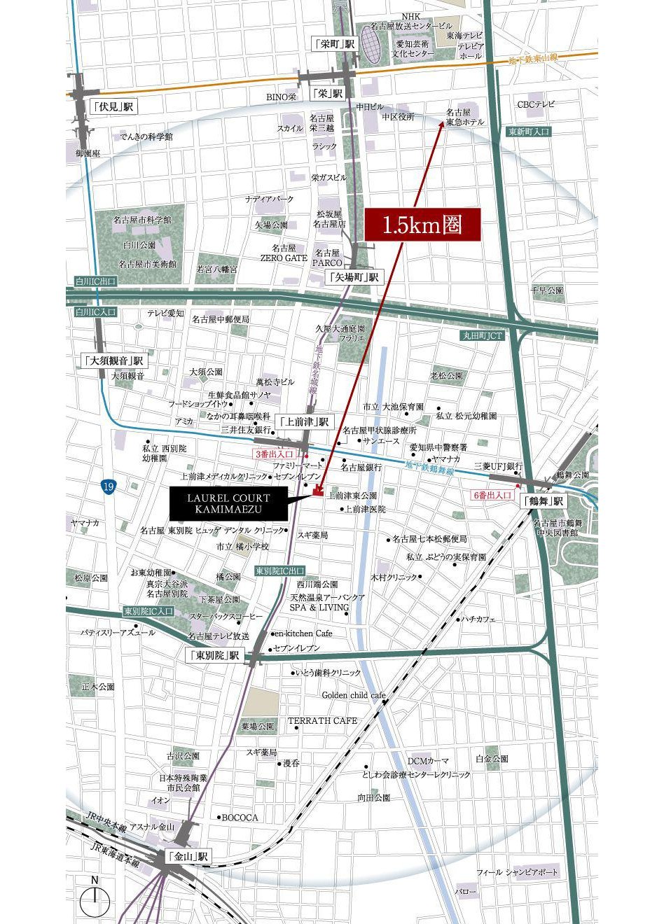ローレルコート上前津の現地案内図