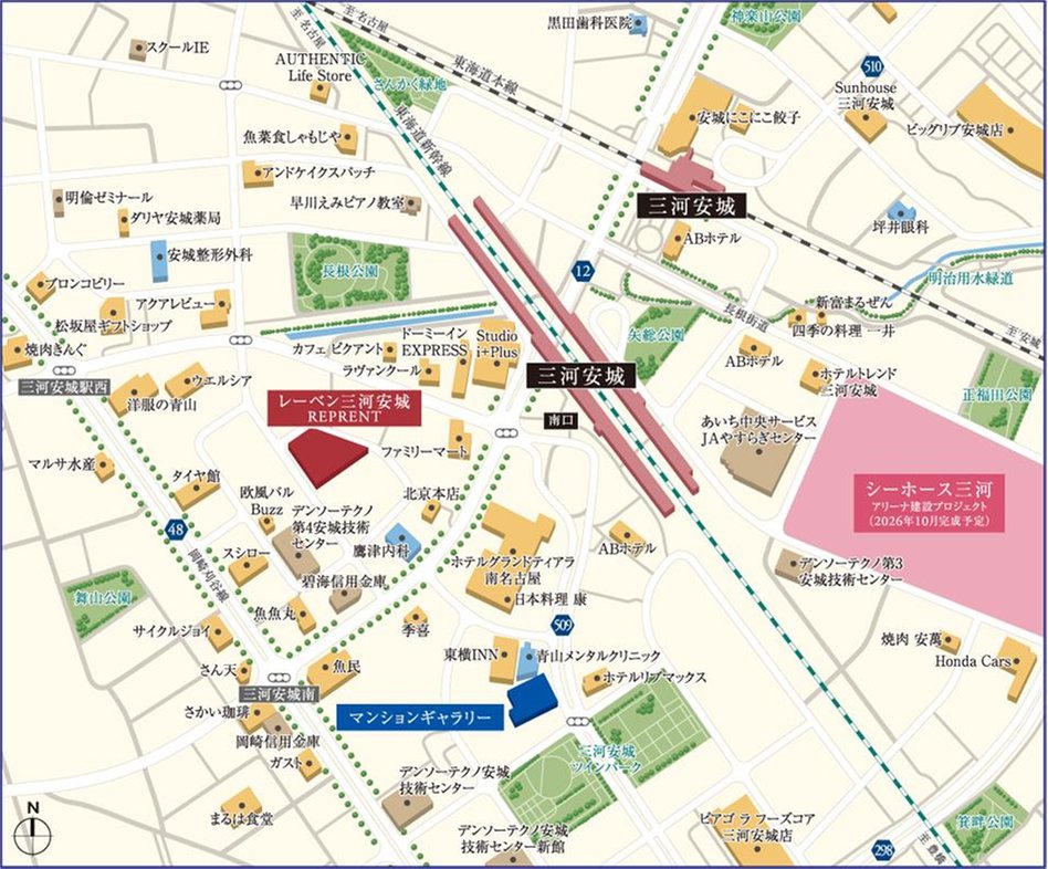レーベン三河安城REPRENTの現地案内図