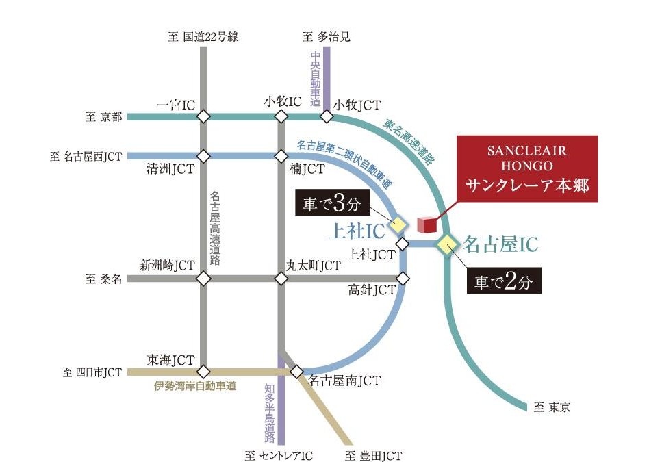 サンクレーア本郷の交通アクセス図