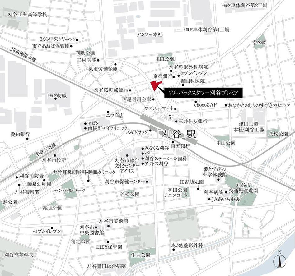 アルバックスタワー刈谷プレミアの現地案内図