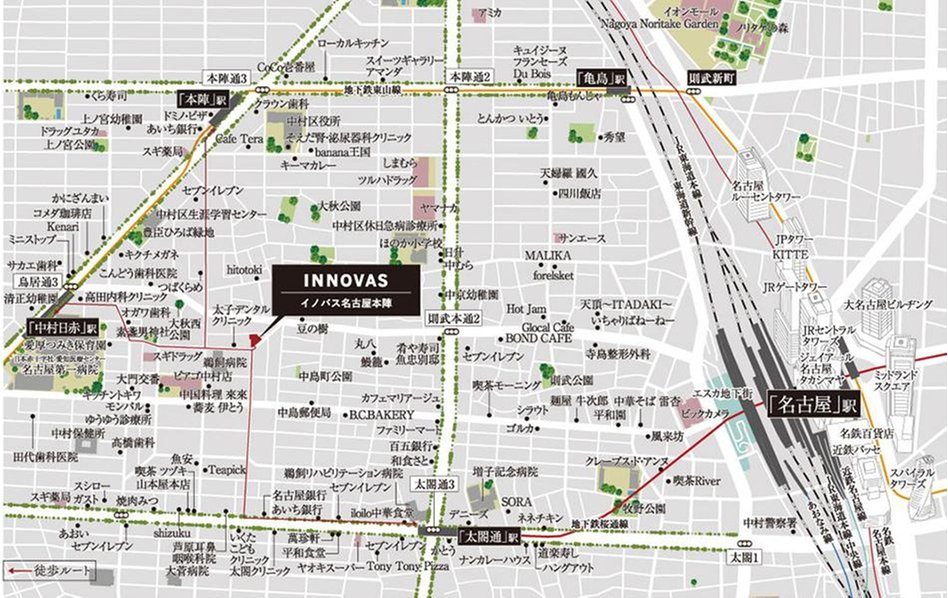 イノバス名古屋本陣の現地案内図