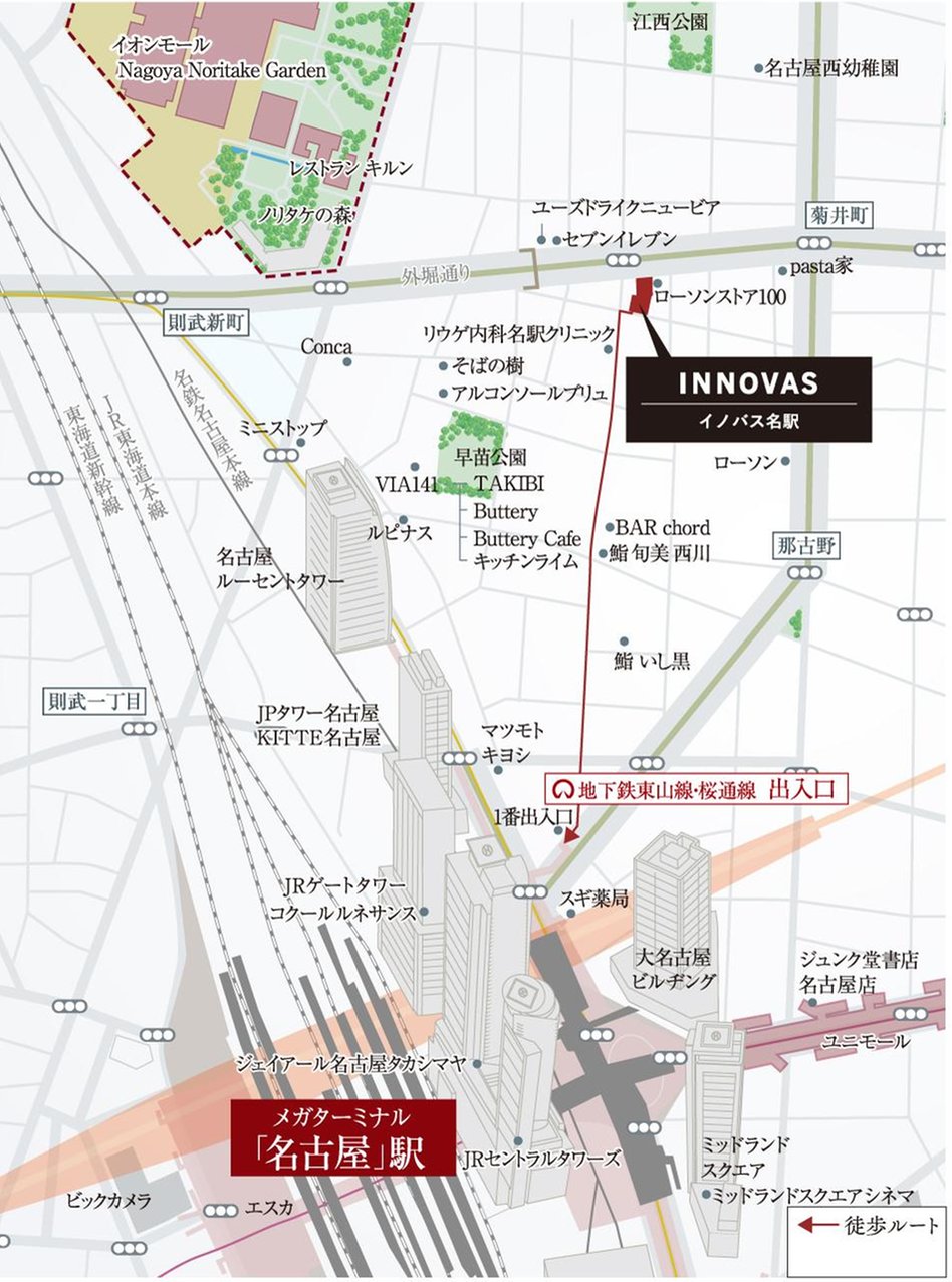 イノバス名駅の現地案内図