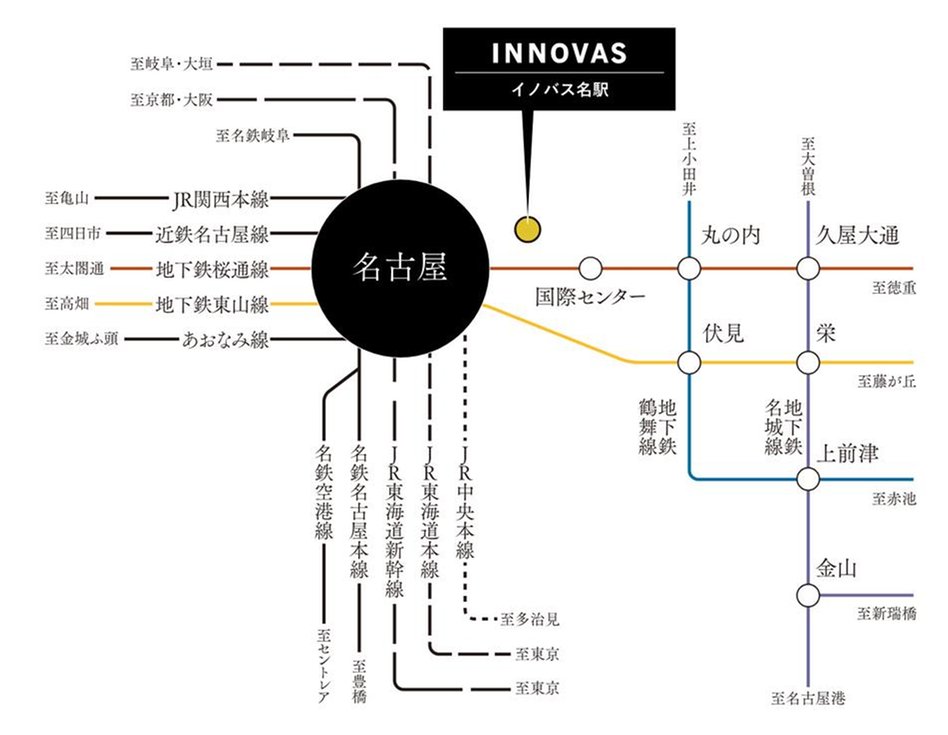 イノバス名駅の交通アクセス図