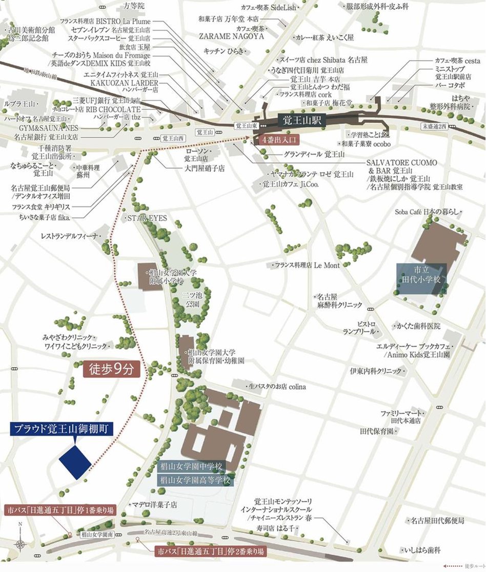 プラウド覚王山御棚町の現地案内図