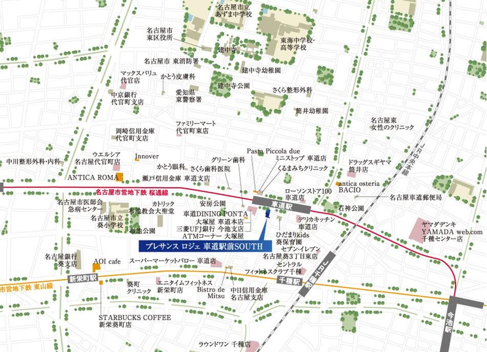 プレサンス ロジェ 車道駅前SOUTHの現地案内図