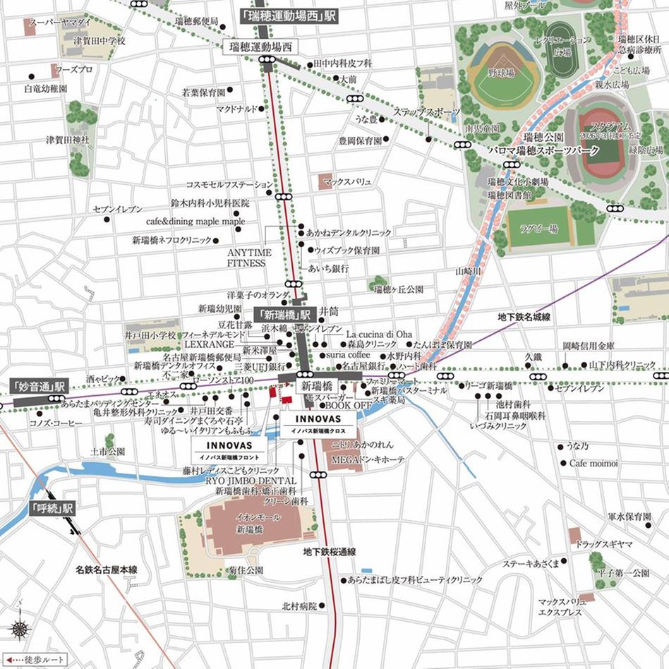 イノバス新瑞橋フロント・クロスの現地案内図