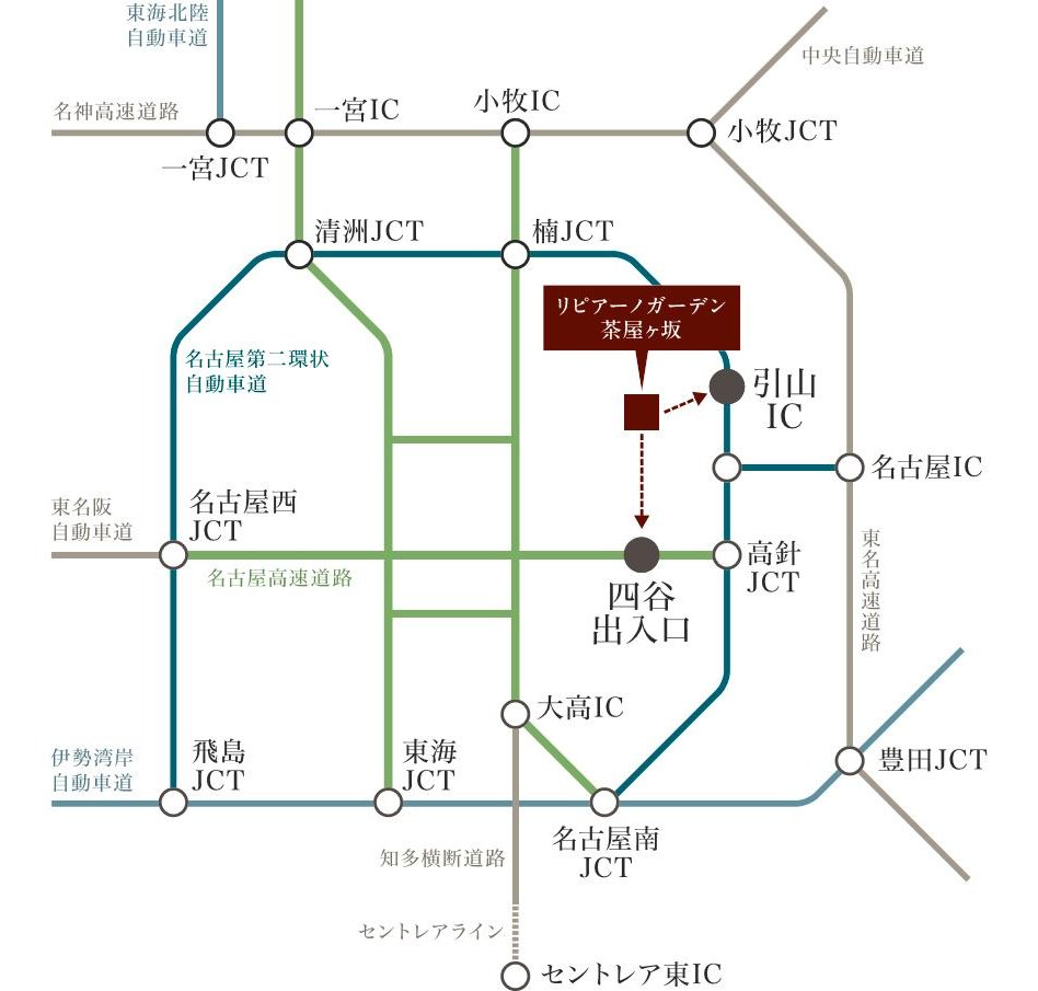 リピアーノガーデン茶屋ヶ坂の交通アクセス図